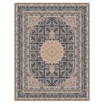 فرش ماشینی مه ترنج طرح رایان زمینه نقره ای