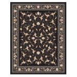 فرش ماشینی مه ترنج طرح درباری زمینه ذغالی