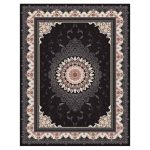 فرش ماشینی مه ترنج طرح دالریس زمینه ذغالی