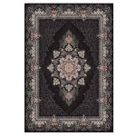 فرش ماشینی مه ترنج طرح دنیز زمینه ذغالی