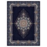 فرش ماشینی مه ترنج طرح دنیز زمینه سرمه ای