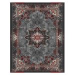 فرش ماشینی مه ترنج طرح هریس زمینه ذغالی