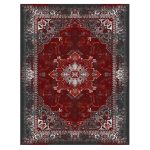 فرش ماشینی مه ترنج طرح هریس زمینه لاکی