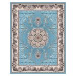 فرش ماشینی مه ترنج طرح هیوا زمینه آبی