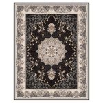 فرش ماشینی مه ترنج طرح هیوا زمینه ذغالی