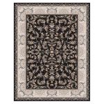 فرش ماشینی مه ترنج طرح مه گل زمینه ذغالی