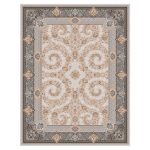 فرش ماشینی مه ترنج طرح مهراز زمینه نقره ای