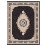 فرش ماشینی مه ترنج طرح نورا زمینه ذغالی