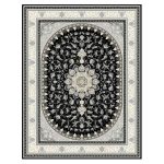 فرش ماشینی مه ترنج طرح ثمین زمینه ذغالی