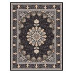 فرش ماشینی مه ترنج طرح سروناز زمینه ذغالی