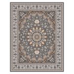 فرش ماشینی مه ترنج طرح سروناز زمینه فیلی