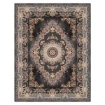 فرش ماشینی مه ترنج طرح سرور زمینه ذغالی