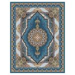 فرش ماشینی مه ترنج طرح آراد زمینه آبی 1000 شانه