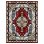 فرش ماشینی مه ترنج طرح آراد زمینه لاکی 1000 شانه