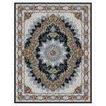 فرش ماشینی مه ترنج طرح آروانا زمینه سرمه ای 1000 شانه