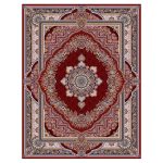 فرش ماشینی مه ترنج طرح بهشت زمینه لاکی 1000 شانه