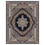 فرش ماشینی مه ترنج طرح بهشت زمینه سرمه ای 1000 شانه