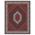 فرش ماشینی مه ترنج طرح بیجار زمینه سرمه ای 1000 شانه