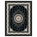 فرش ماشینی مه ترنج طرح دلاریس زمینه سرمه ای 1000 شانه