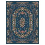 فرش ماشینی مه ترنج طرح دینا زمینه آبی 1000 شانه