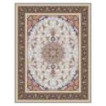 فرش ماشینی مه ترنج طرح گوهران زمینه فیلی 1000 شانه