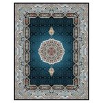 فرش ماشینی مه ترنج طرح هالیدی زمینه سرمه ای 1000 شانه