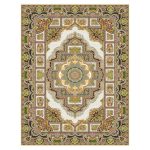 فرش ماشینی مه ترنج طرح حوض نقره زمینه کرم 1000 شانه