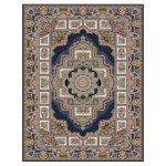 فرش ماشینی مه ترنج طرح حوض نقره زمینه سرمه ای 1000 شانه