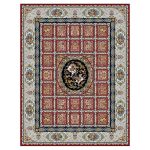 فرش ماشینی مه ترنج طرح خسرو شیرین زمینه لاکی 1000 شانه