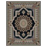 فرش ماشینی مه ترنج طرح لوکس زمینه سرمه ای 1000 شانه