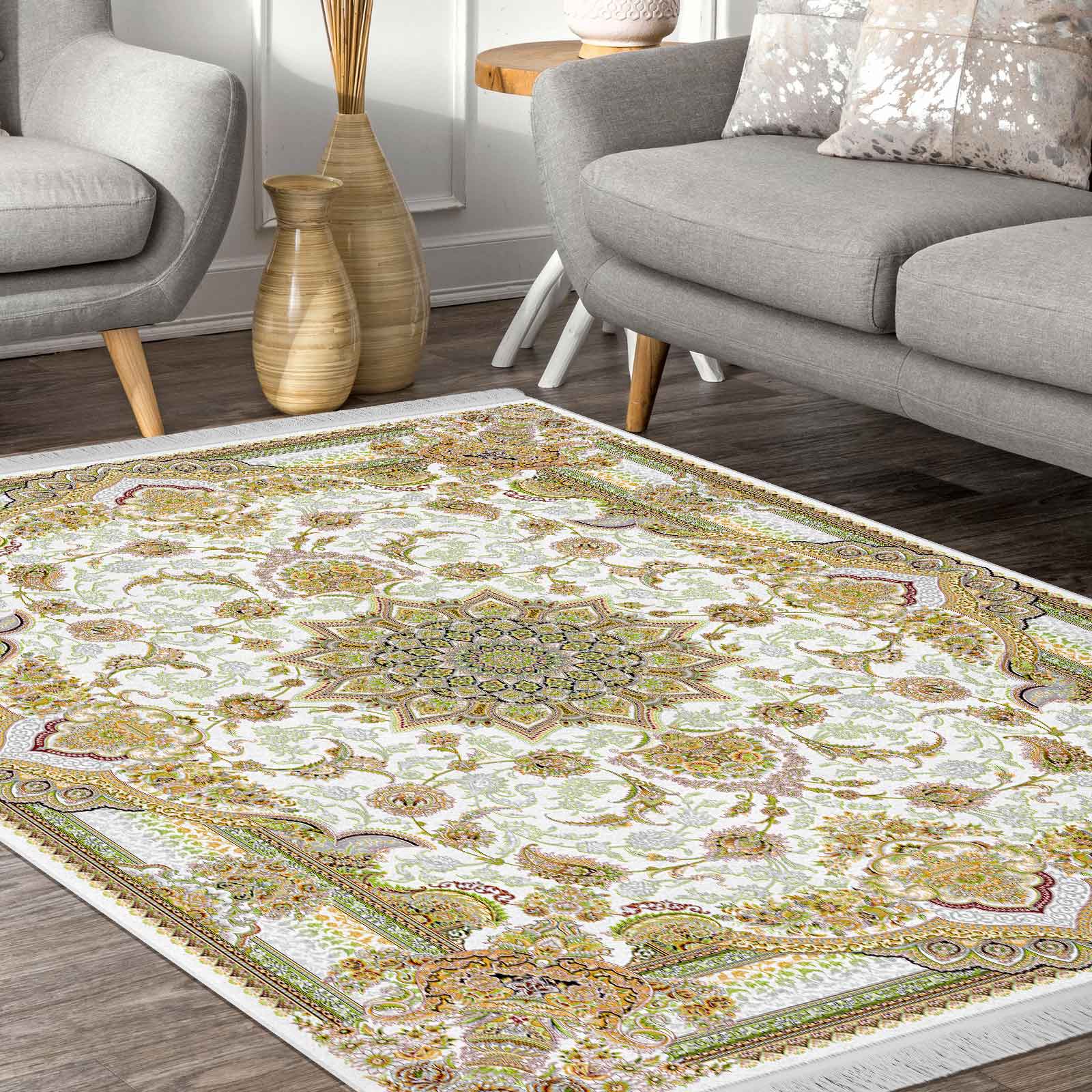 فرش ماشینی مه ترنج طرح مه ترنج زمینه کرم 1000 شانه فرش ماشینی مه ترنج طرح مه ترنج زمینه کرم 1000 شانه
