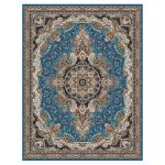 فرش ماشینی مه ترنج طرح نادیا زمینه آبی 1000 شانه