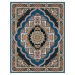 فرش ماشینی مه ترنج طرح ناردون زمینه آبی 1000 شانه