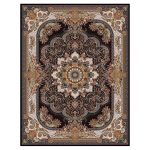 فرش ماشینی مه ترنج طرح نسترن زمینه سرمه ای 1000 شانه