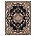 فرش ماشینی مه ترنج طرح نیلا زمینه سرمه ای 1000 شان