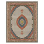 فرش ماشینی مه ترنج طرح ریز ماهی زمینه کرم 1000 شانه