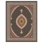 فرش ماشینی مه ترنج طرح ریز ماهی زمینه سرمه ای 1000 شانه