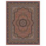 فرش ماشینی مه ترنج طرح شاهدخت زمینه لاکی 1000 شانه