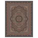 فرش ماشینی مه ترنج طرح شاهدخت زمینه سرمه ای 1000 شانه