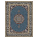 فرش ماشینی مه ترنج طرح ترنم زمینه آبی 1000 شانه