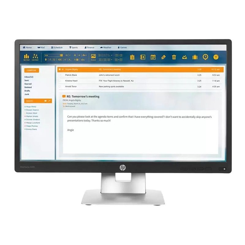 مانیتور 24 اینچی اچ‌پی مدل HP 24 E240، رزولوشن Full HD و نور پس‌زمینه LED، یک عدد VGA، یک عدد HDMI، یک عدد DisplayPort، سه عدد USB با نسبت تصویر 16:9