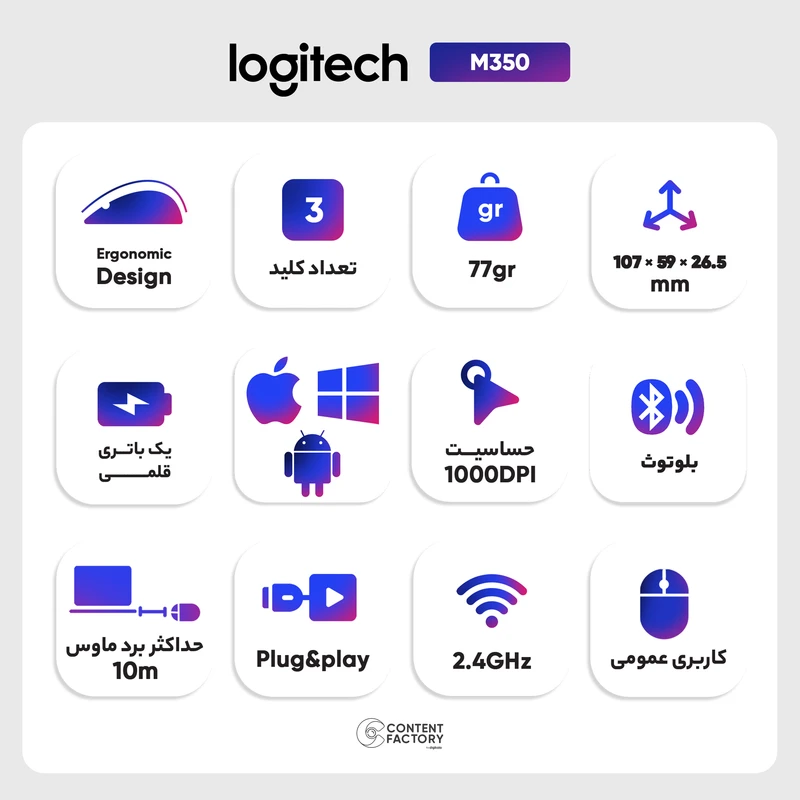 ماوس بی سیم لاجیتک مدل Logitech M350