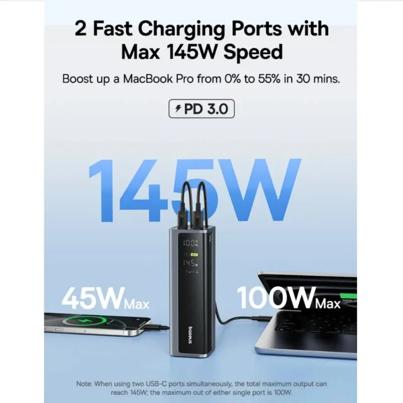 پاوربانک بیسوس مدل EnterGeek GP12 145w ظرفیت 20800 میلی آمپر ساعت