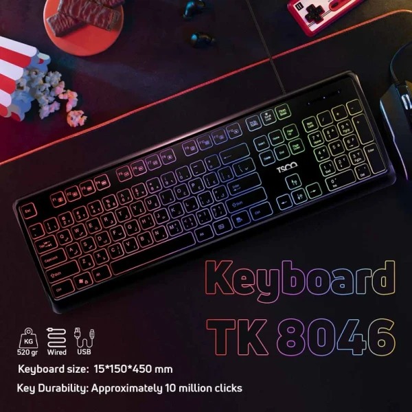 کیبورد سیمی گیمینگ تسکو مدل Tsco Tk 8046