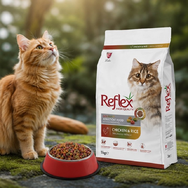 غذای خشک گربه مولتی کالر با طعم مرغ و برنج رفلکس 1 کیلوگرم Reflex Multicolor Cat Dry food