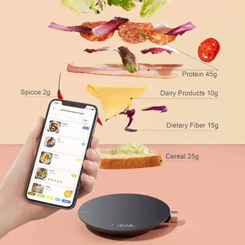 ترازو هوشمند و دیجیتال آشپزخانه مدل HOTO Smart Kitchen Scale QWCFC001