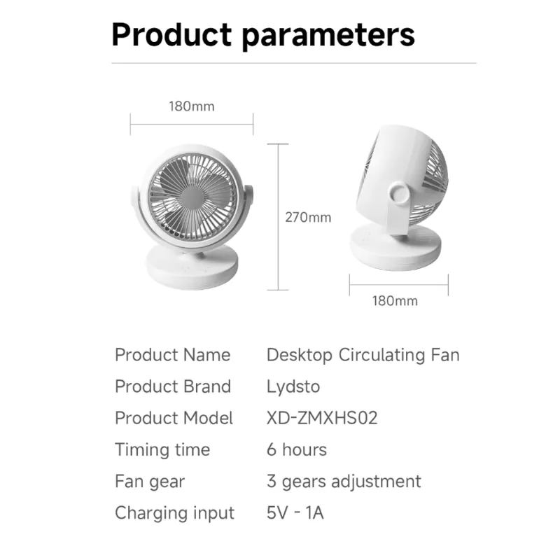 پنکه رومیزی شیائومی مدل Lydsto desktop circulation fan XD-ZMXHS01