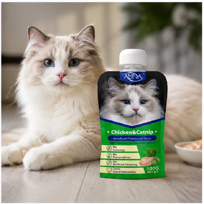 پودینگ گربه آمنا با طعم مرغ و کت نیپ 100گرم Amna Cat Pouch