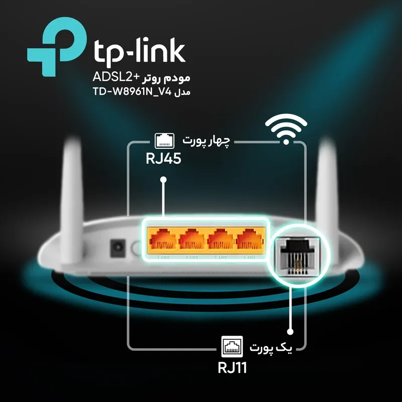 مودم روتر +ADSL2 تی پی لینک مدل TD-W8961N_V4