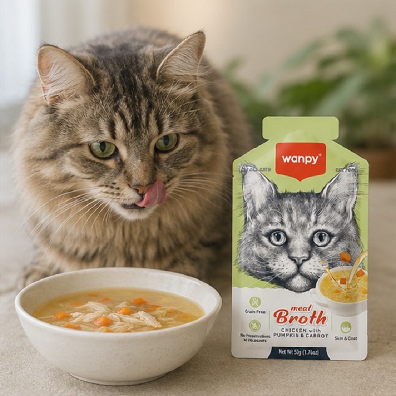 سوپ گربه با طعم مرغ به همراه هویج و کدو حلوایی ونپی 50 گرم Wanpy Soup